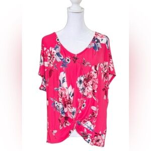 Emerald Floral Twist Front Top